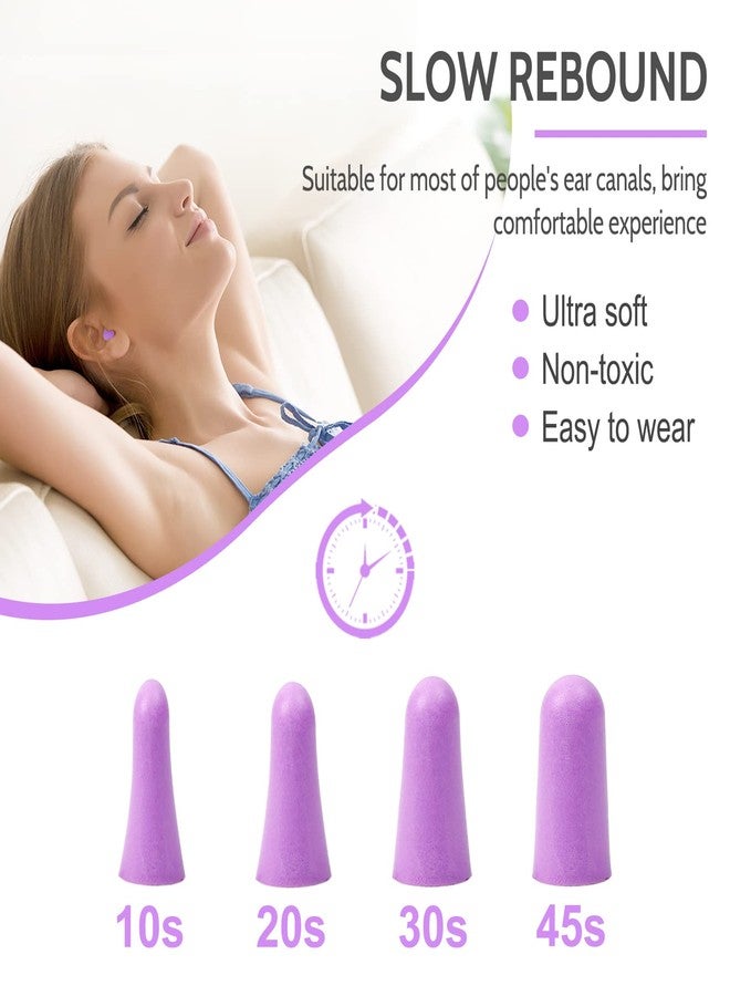 LYSIAN Ultra Soft Foam Earplugs Sleep - 38dB SNR Noise Cancelling Ear Plugs for Sleeping, Shooting, Snoring, Work Loud Sound Reduction- 60 Pairs Valued Pack,Purple - Image 2